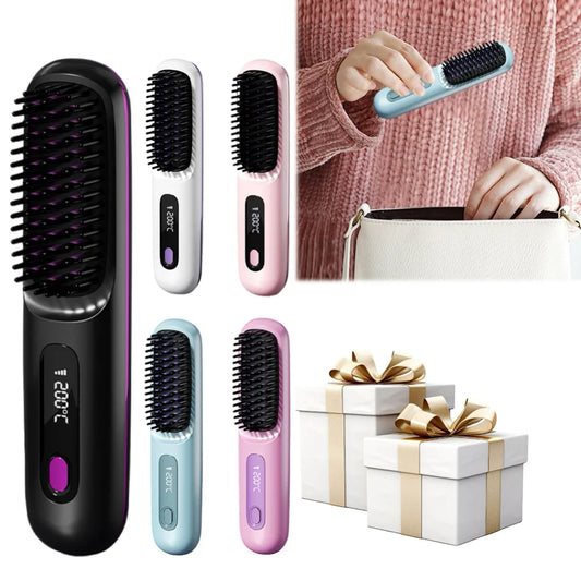 Portable Cordless Hair Straightening Brush